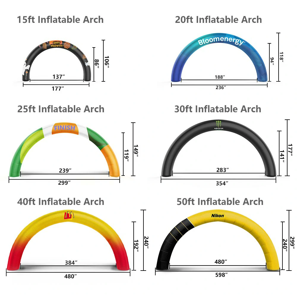 curved shape inflatable arch size